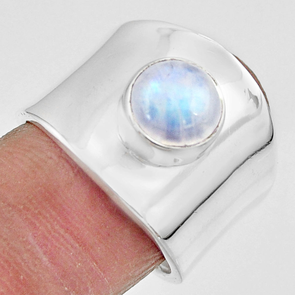 3.29cts natural rainbow moonstone 925 silver solitaire ring size 7 r49822