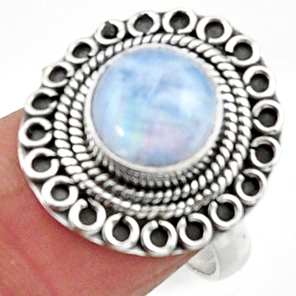 4.92cts natural rainbow moonstone 925 silver solitaire ring size 7 r52521