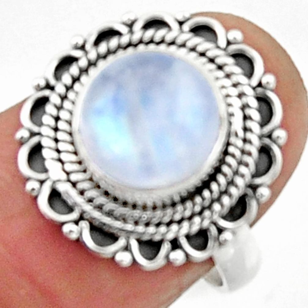4.68cts natural rainbow moonstone 925 silver solitaire ring size 7 r52542