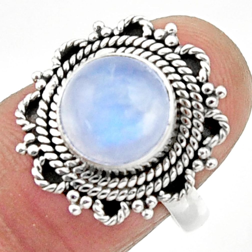 4.69cts natural rainbow moonstone 925 silver solitaire ring size 7 r52558