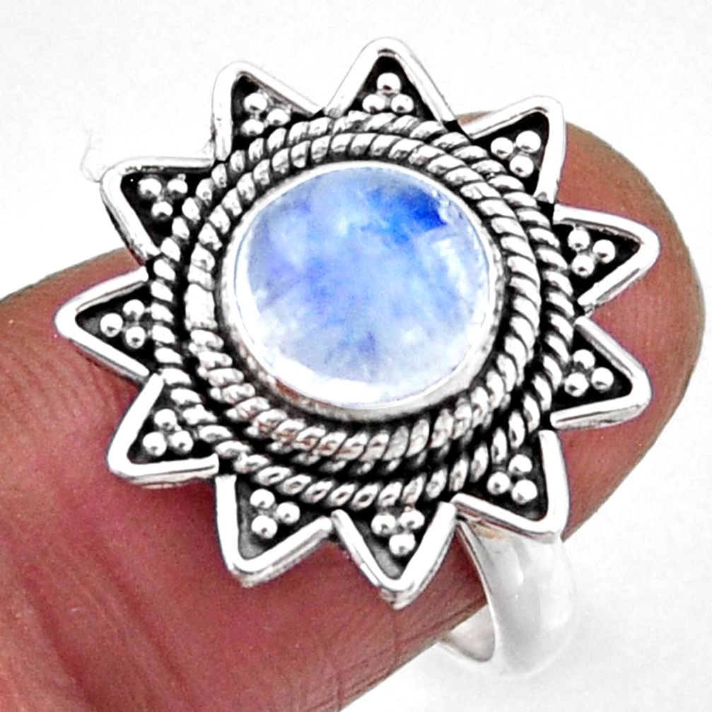 3.02cts natural rainbow moonstone 925 silver solitaire ring size 7 r54336