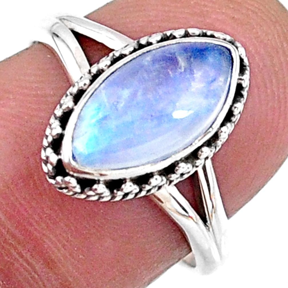 2.60cts natural rainbow moonstone 925 silver solitaire ring size 7 r57417