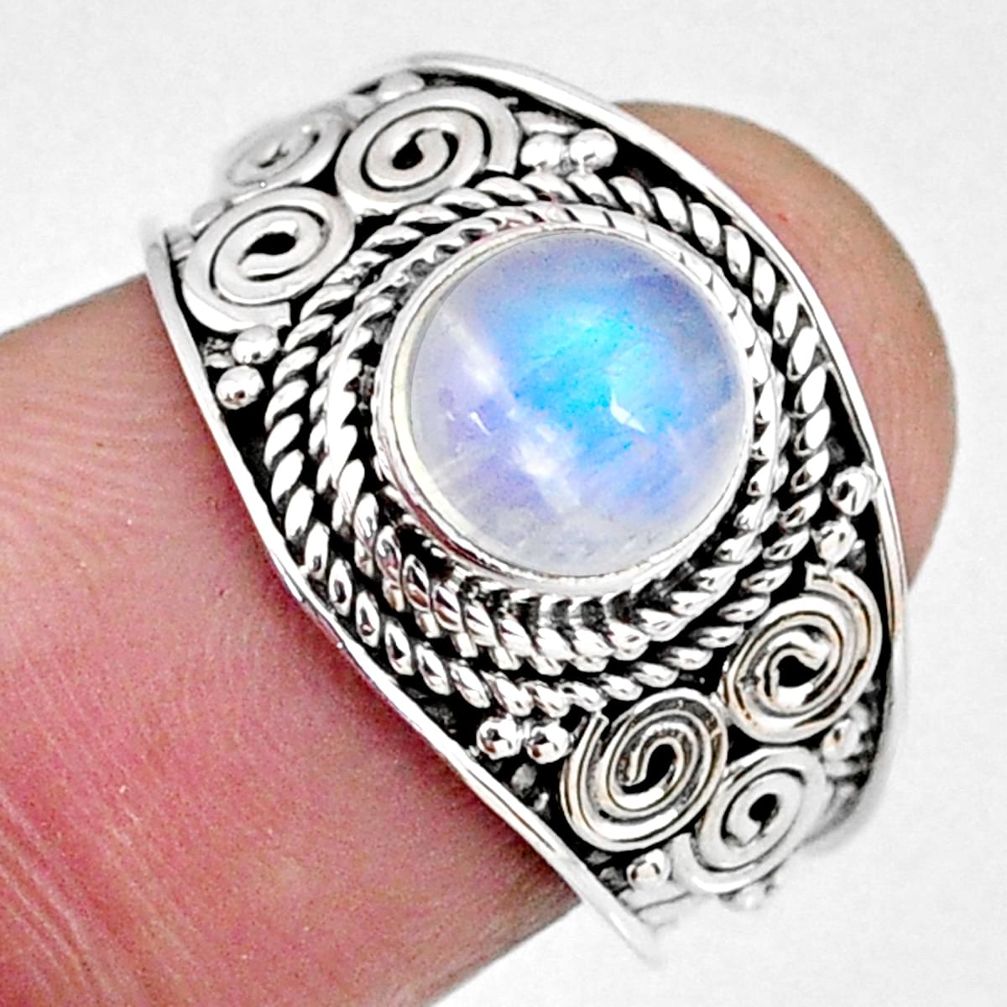 2.73cts natural rainbow moonstone 925 silver solitaire ring size 7 r58619