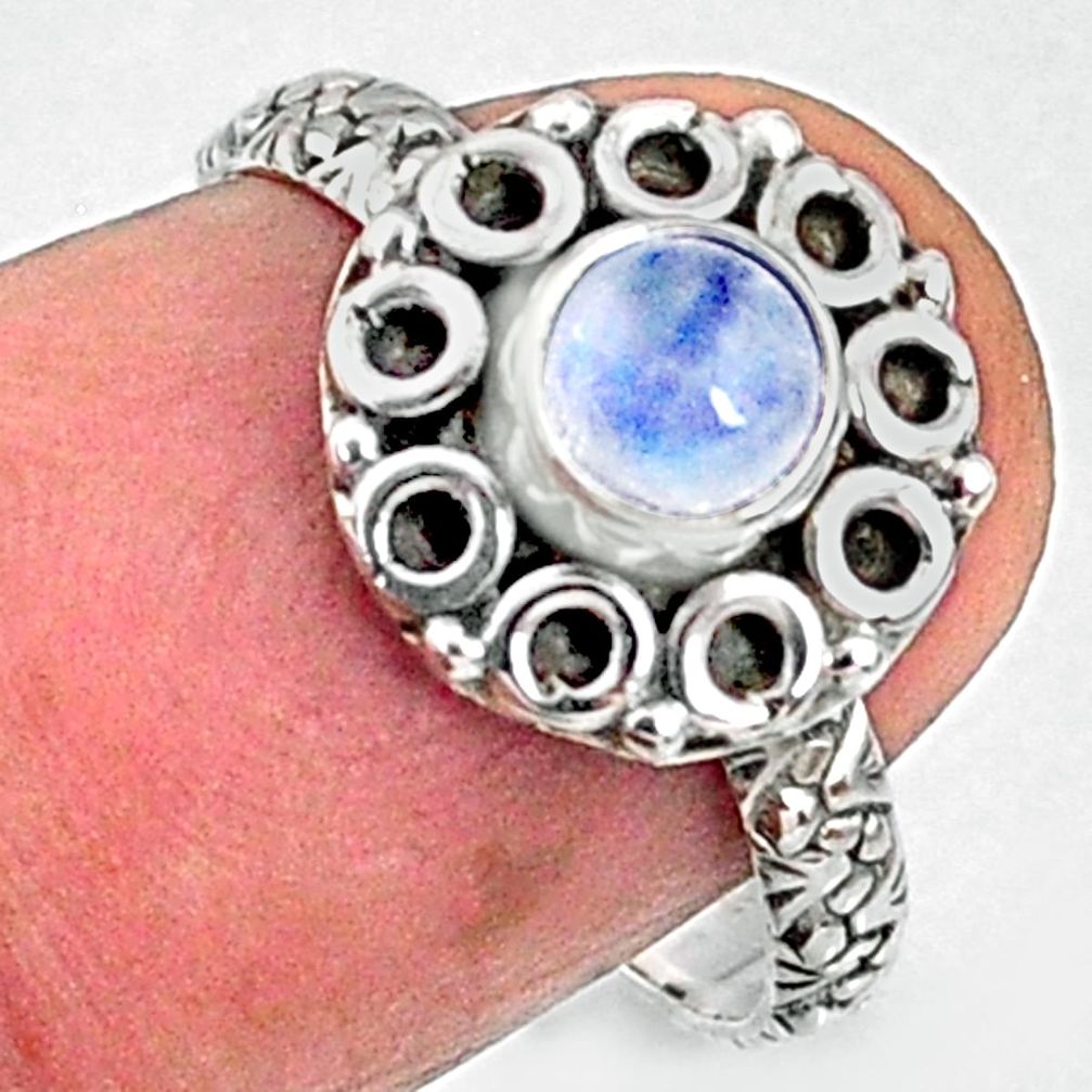 1.00cts natural rainbow moonstone 925 silver solitaire ring size 7 r64800