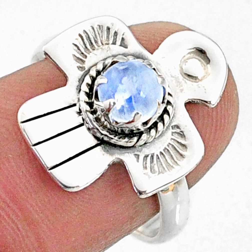 1.00cts natural rainbow moonstone 925 silver solitaire ring size 7 r67396