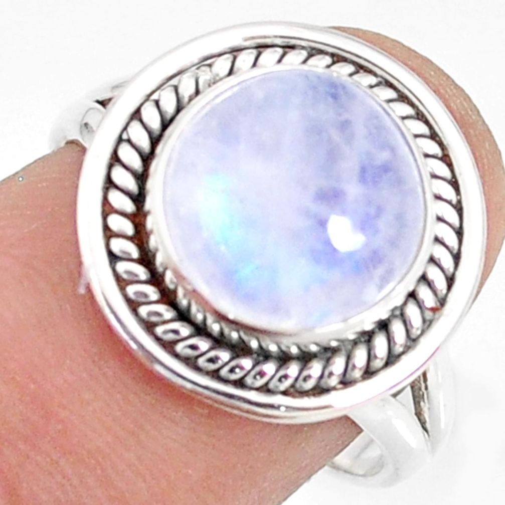 5.60cts natural rainbow moonstone 925 silver solitaire ring size 7 r76953