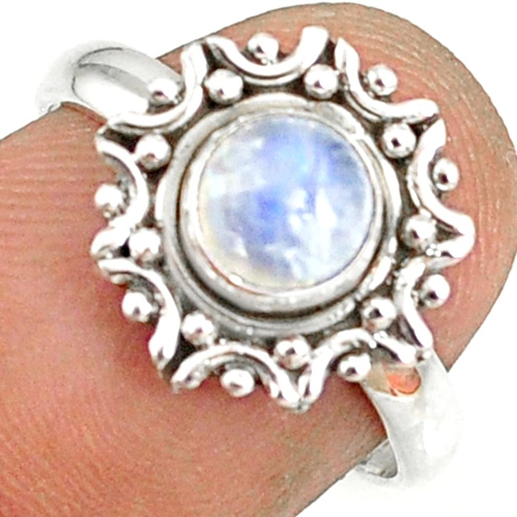 1.22cts natural rainbow moonstone 925 silver solitaire ring size 7 r82175