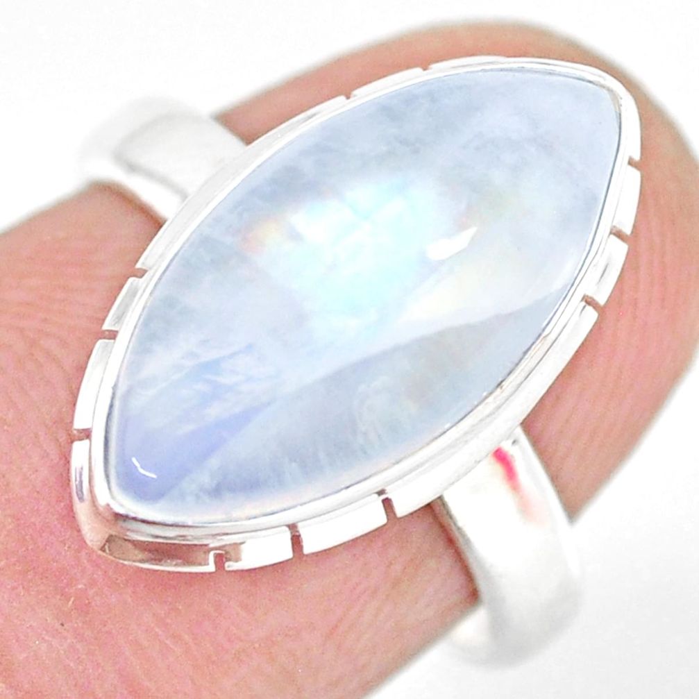 7.97cts natural rainbow moonstone 925 silver solitaire ring size 7 r83288
