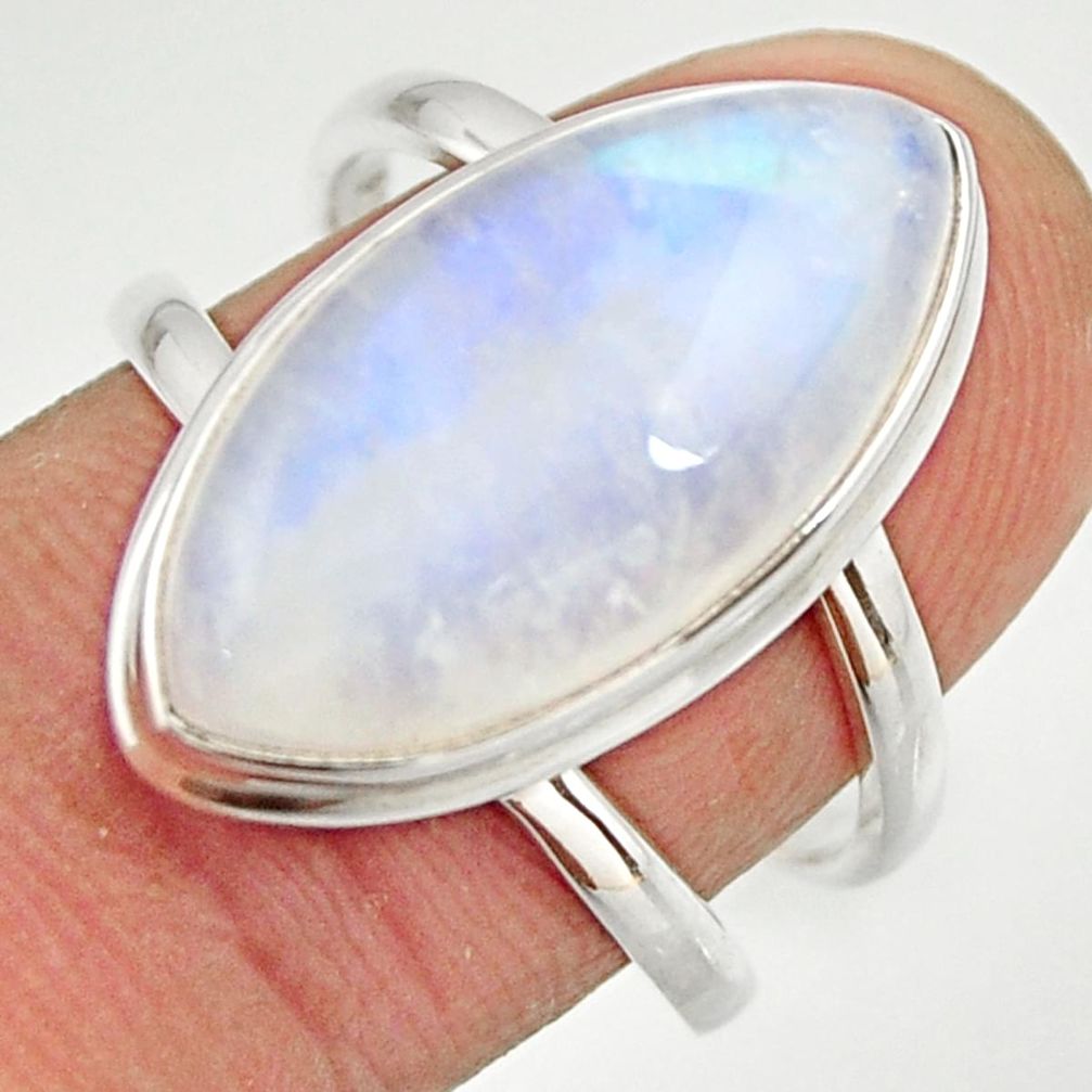 12.31cts natural rainbow moonstone 925 silver solitaire ring size 8 r27022