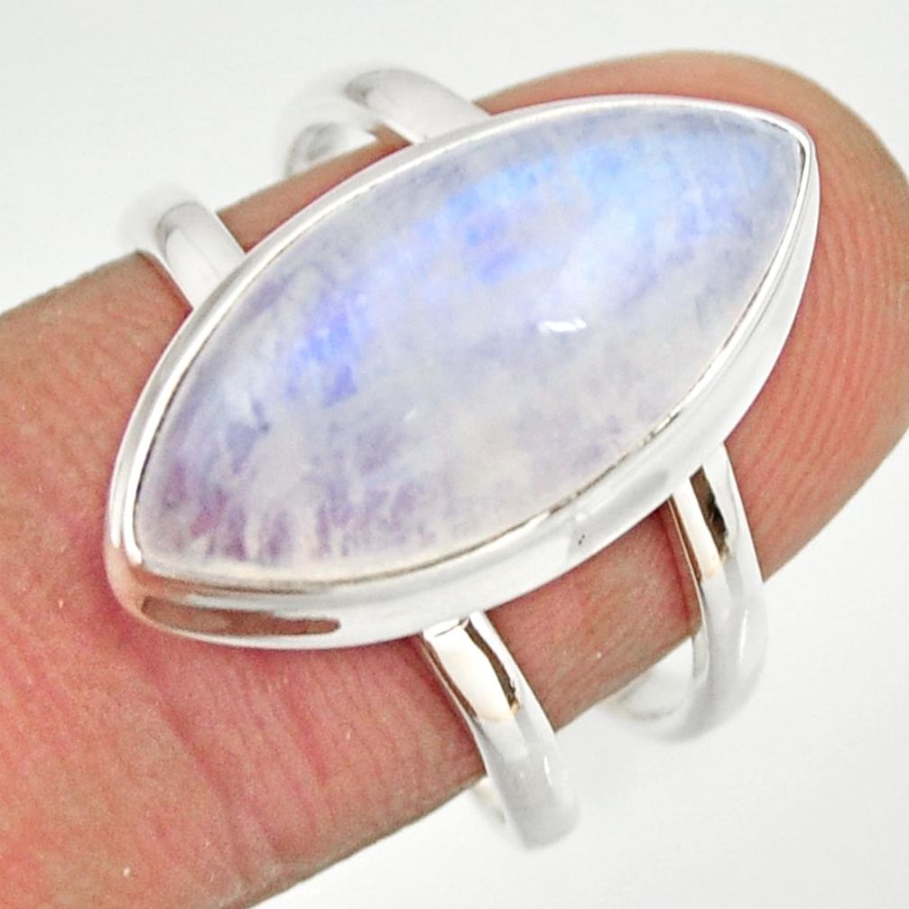 11.46cts natural rainbow moonstone 925 silver solitaire ring size 8 r27028