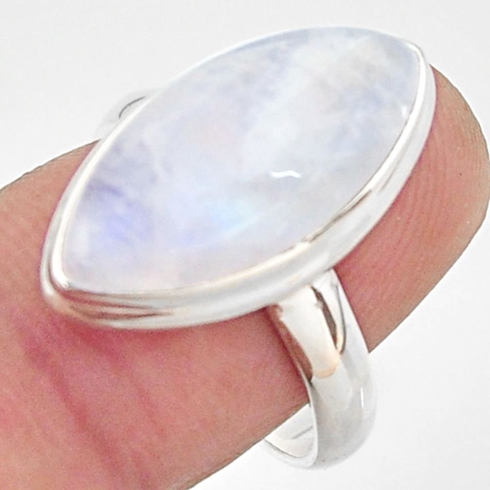 14.60cts natural rainbow moonstone 925 silver solitaire ring size 8 r37714