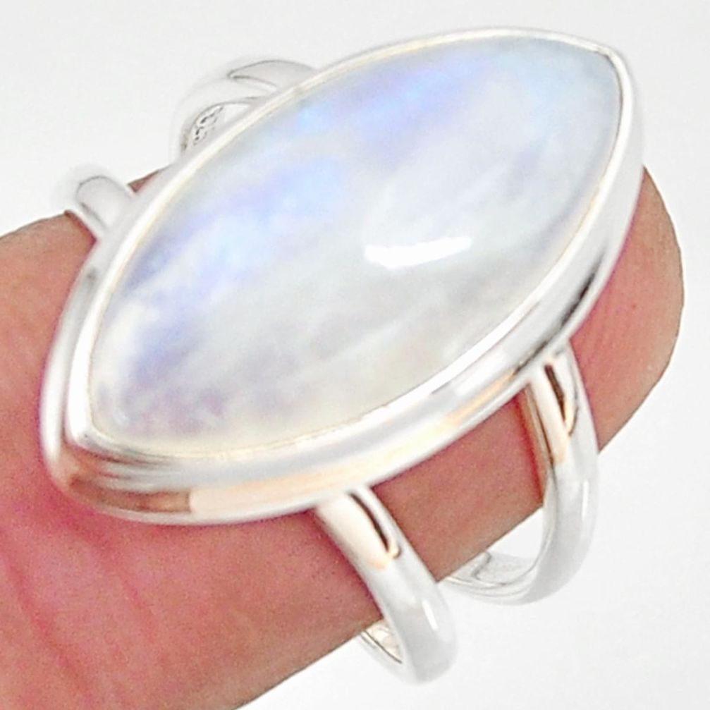 13.77cts natural rainbow moonstone 925 silver solitaire ring size 8 r37727