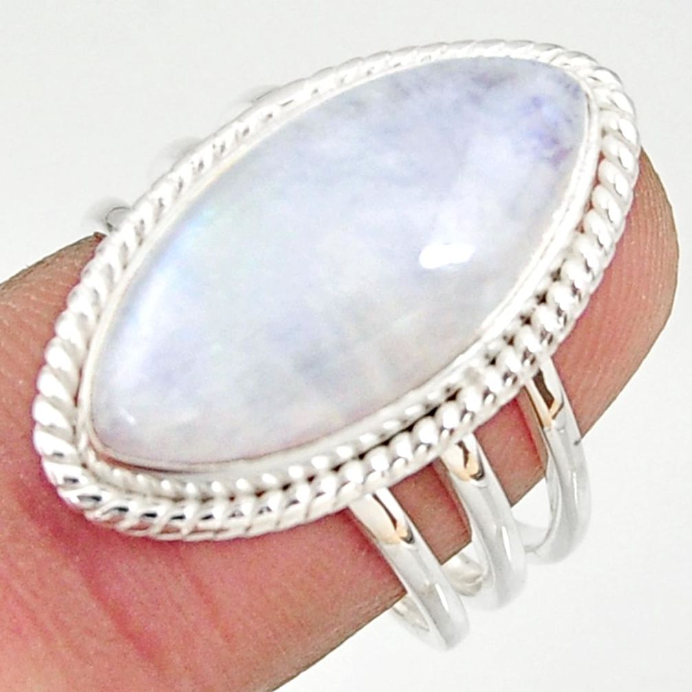 13.77cts natural rainbow moonstone 925 silver solitaire ring size 8 r37747