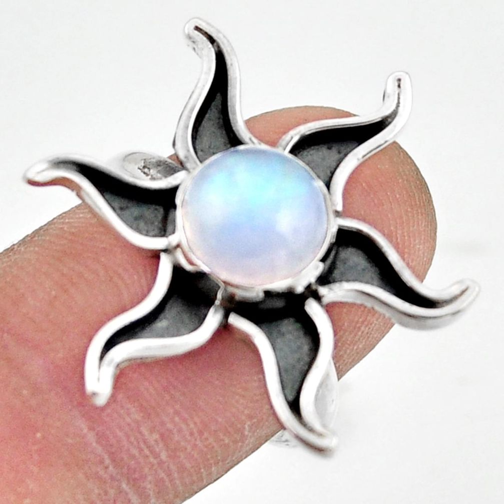 3.46cts natural rainbow moonstone 925 silver solitaire ring size 8 r41477