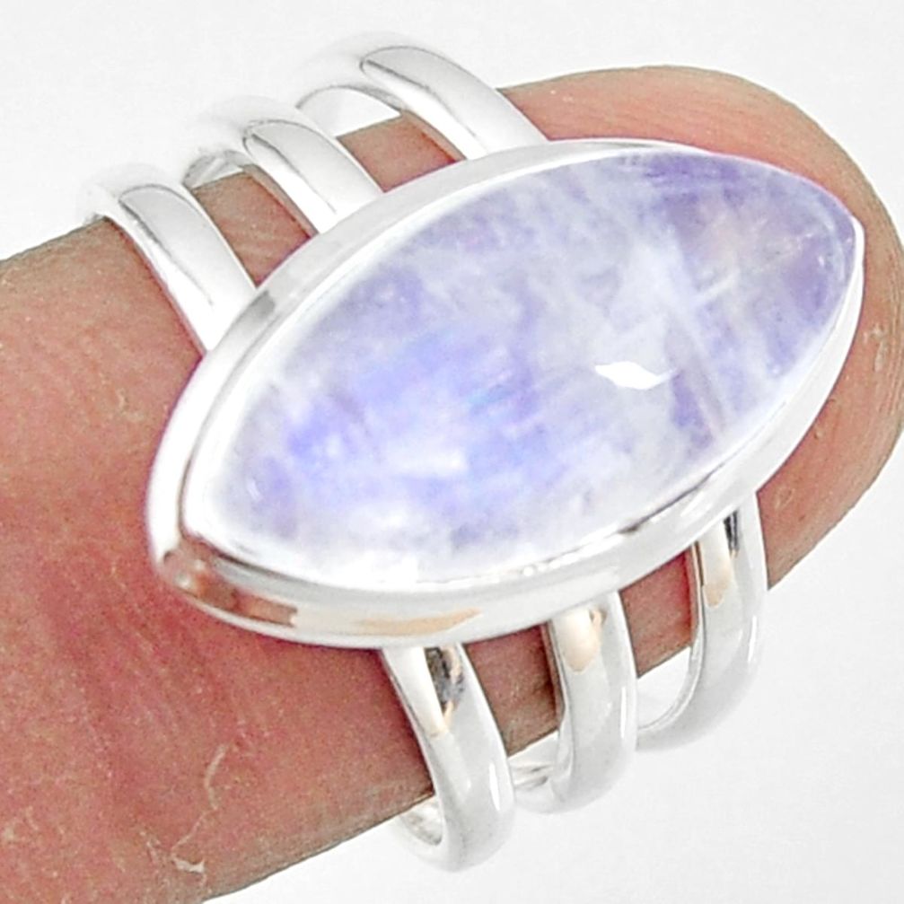 8.81cts natural rainbow moonstone 925 silver solitaire ring size 8 r47412