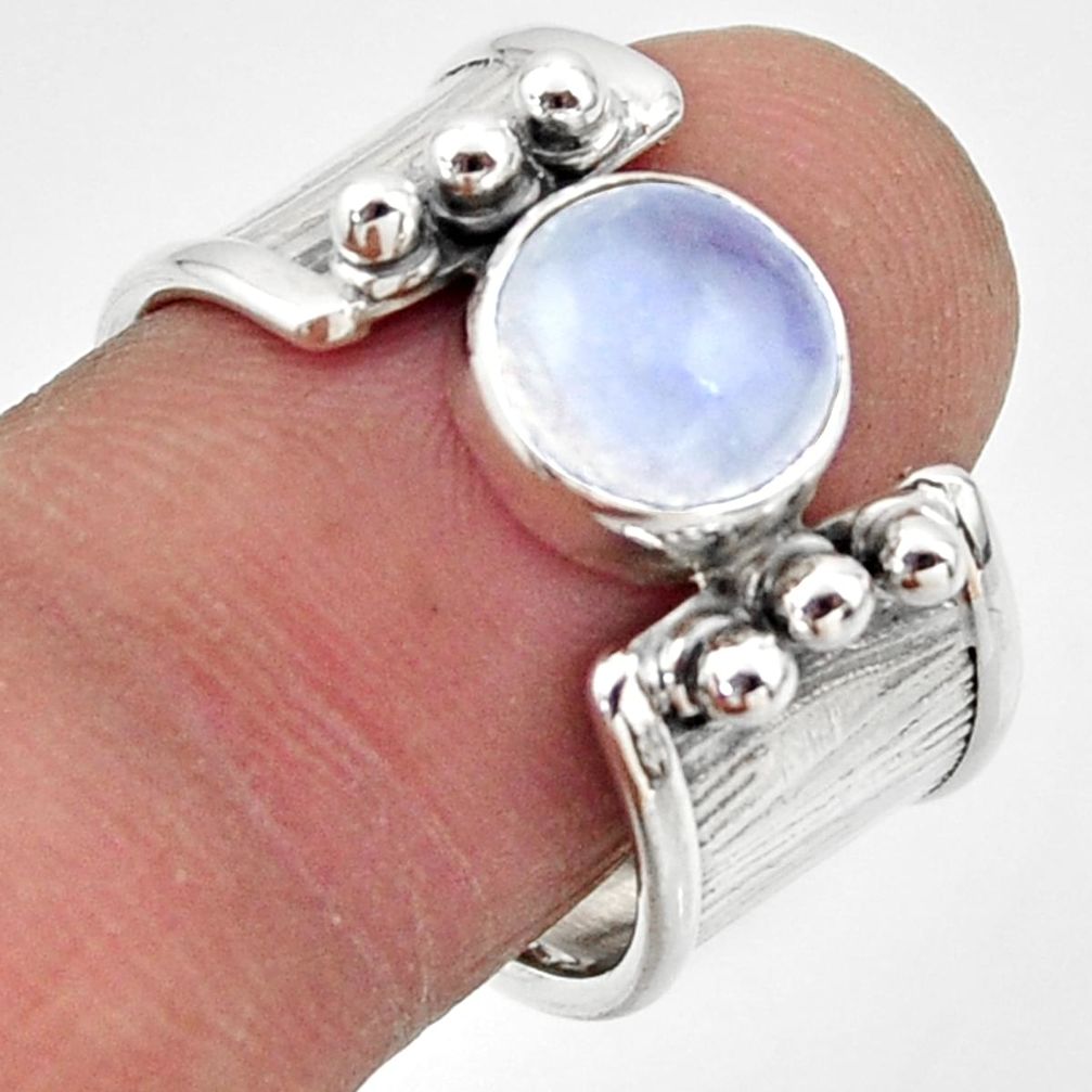 3.29cts natural rainbow moonstone 925 silver solitaire ring size 8 r49803