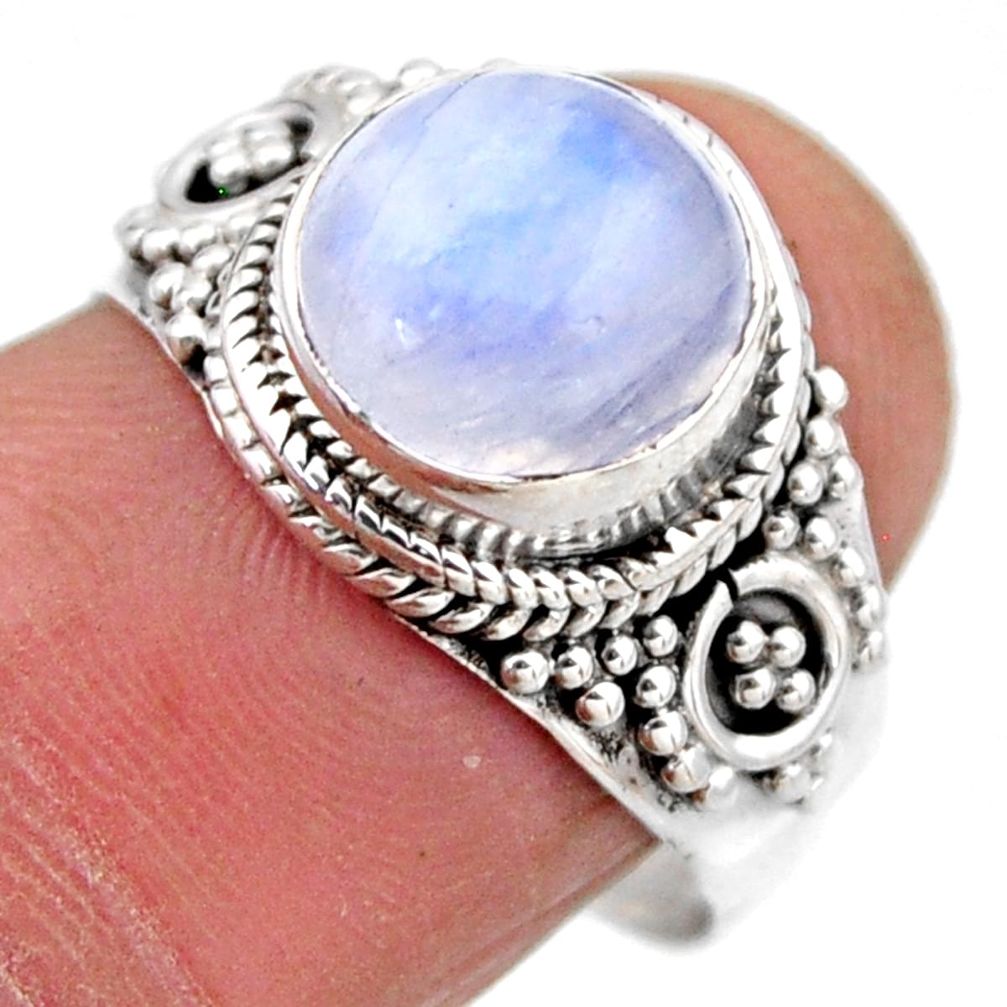 4.82cts natural rainbow moonstone 925 silver solitaire ring size 8 r53286