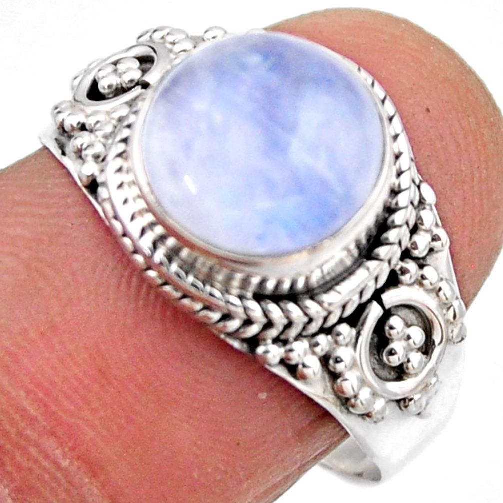 4.67cts natural rainbow moonstone 925 silver solitaire ring size 8 r53288