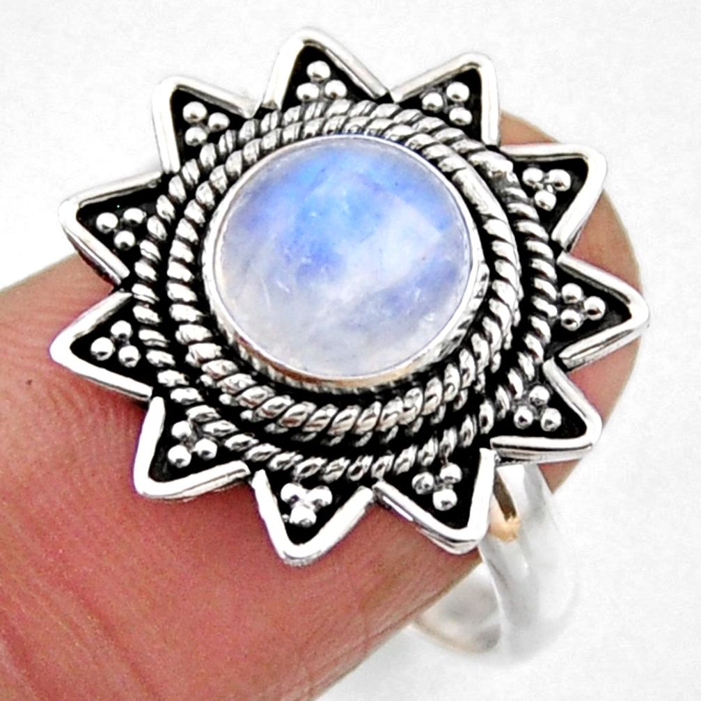 3.02cts natural rainbow moonstone 925 silver solitaire ring size 8 r54316