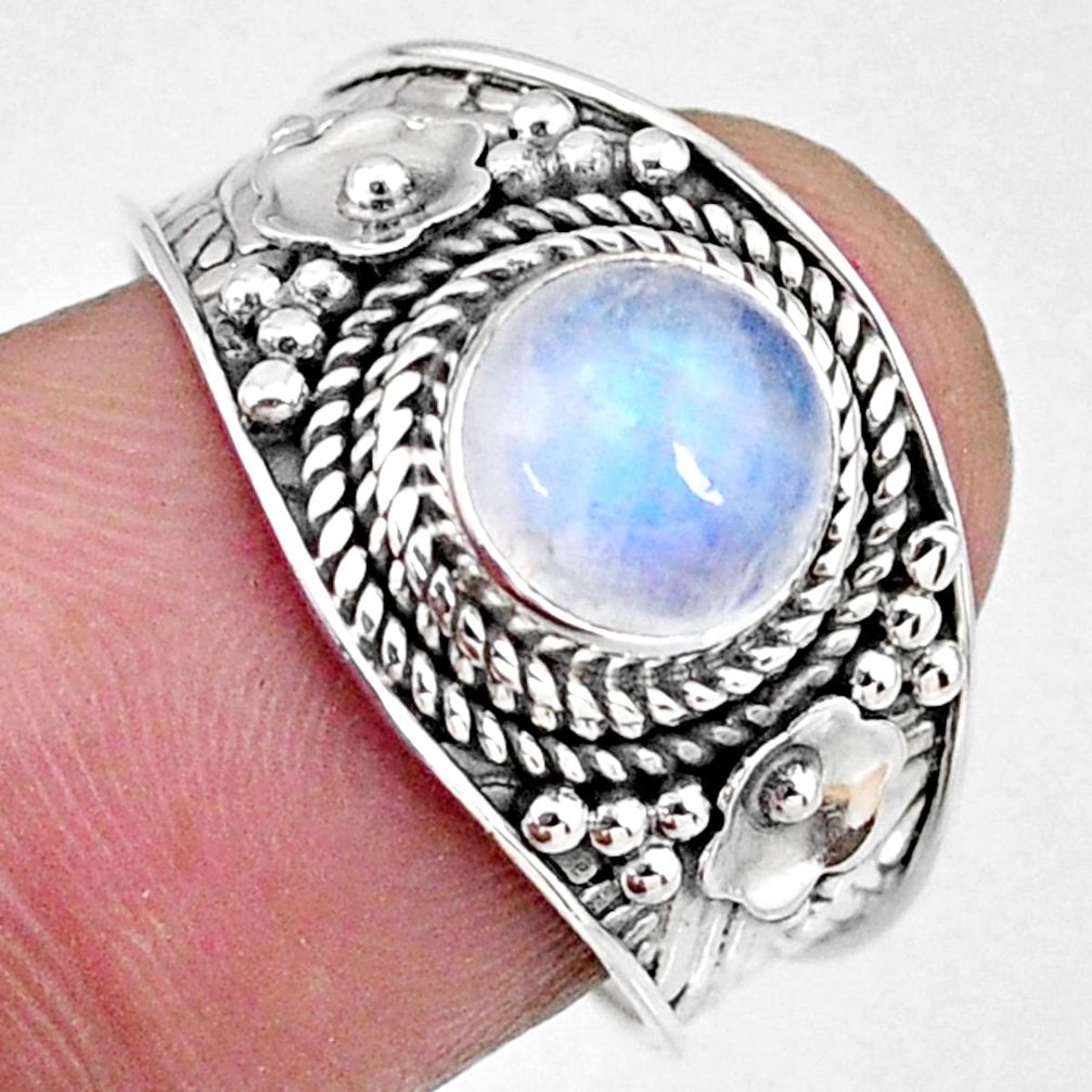 2.74cts natural rainbow moonstone 925 silver solitaire ring size 8 r58611