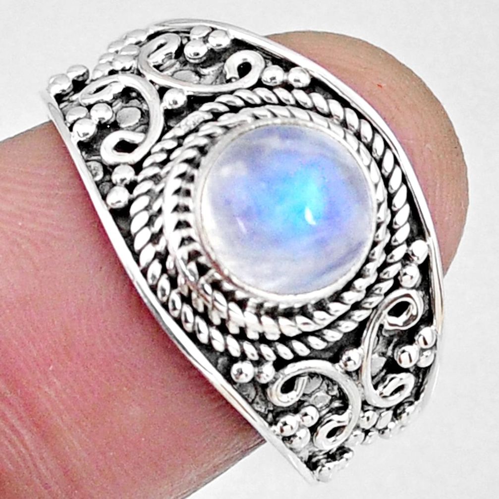 2.93cts natural rainbow moonstone 925 silver solitaire ring size 8 r58612