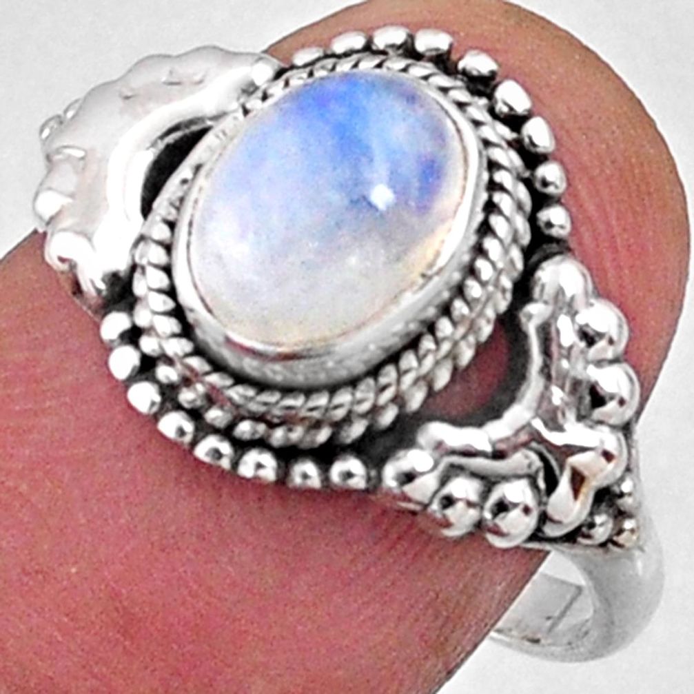 2.08cts natural rainbow moonstone 925 silver solitaire ring size 8 r64971