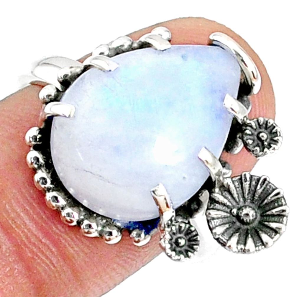 10.41cts natural rainbow moonstone 925 silver solitaire ring size 8 r67380