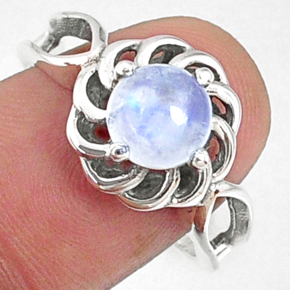 2.53cts natural rainbow moonstone 925 silver solitaire ring size 8 r68700