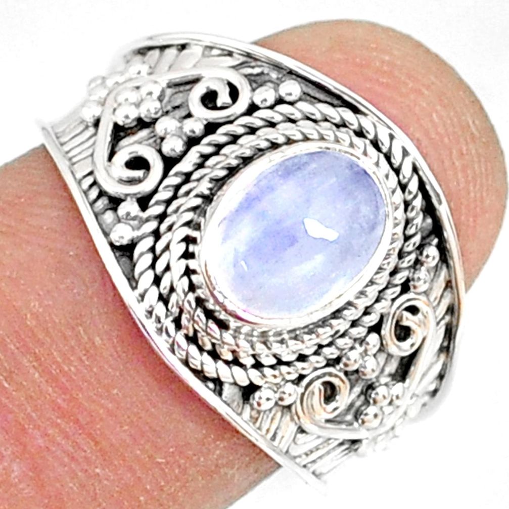 1.99cts natural rainbow moonstone 925 silver solitaire ring size 8 r81462