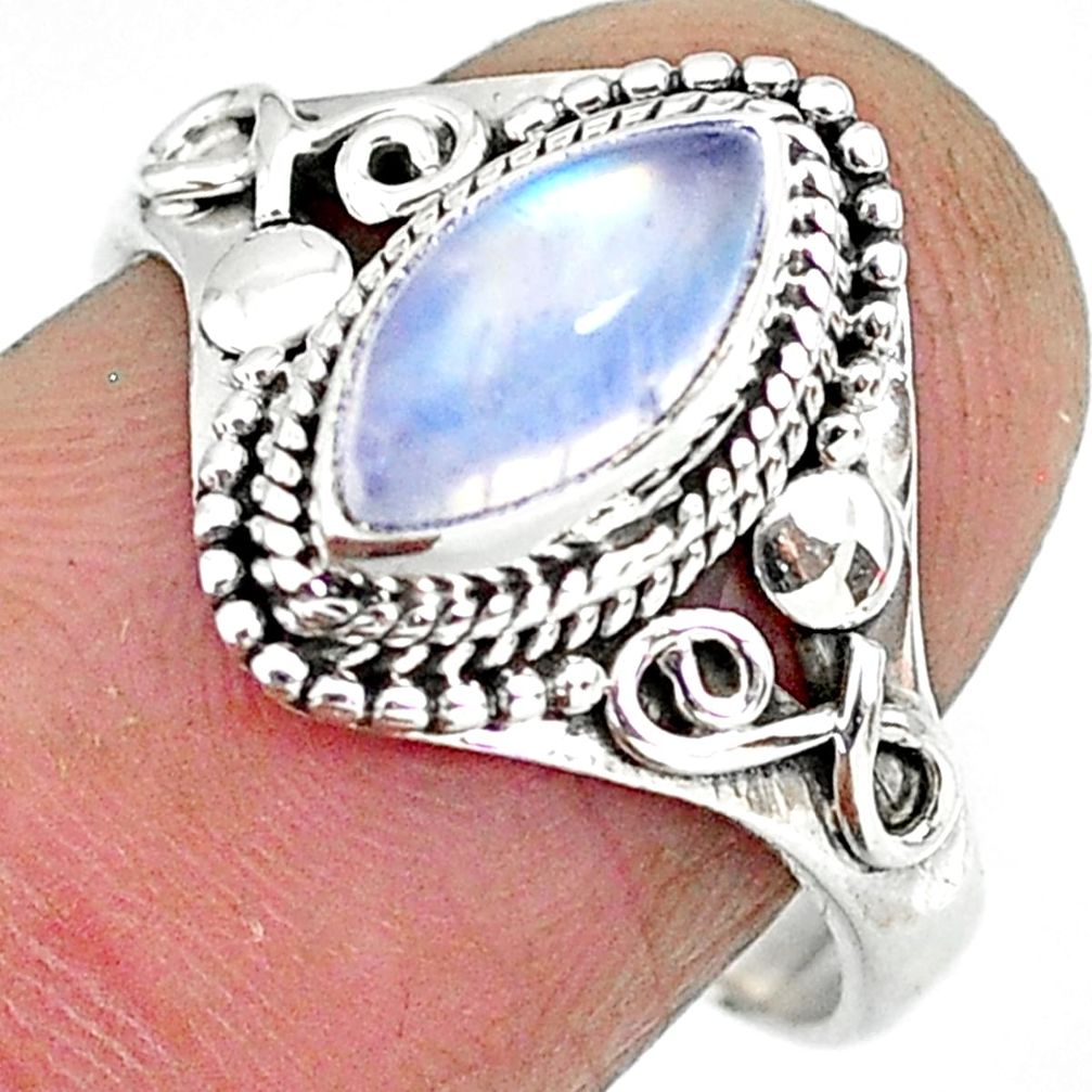 2.41cts natural rainbow moonstone 925 silver solitaire ring size 8 r92612