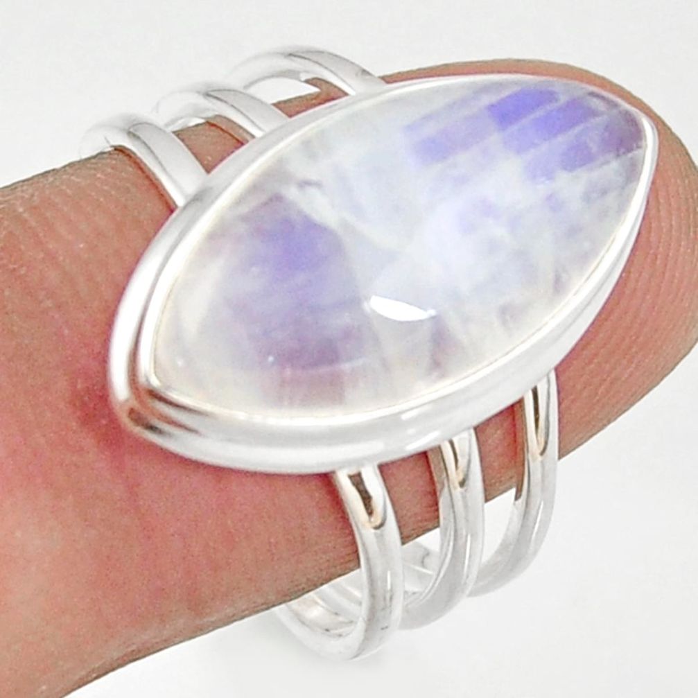 13.77cts natural rainbow moonstone 925 silver solitaire ring size 9 r37750