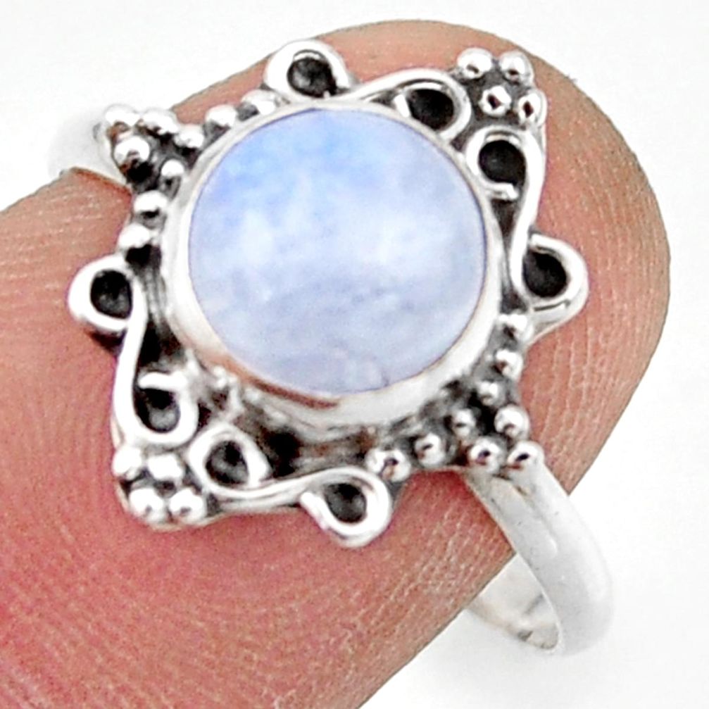 2.97cts natural rainbow moonstone 925 silver solitaire ring size 9 r41499