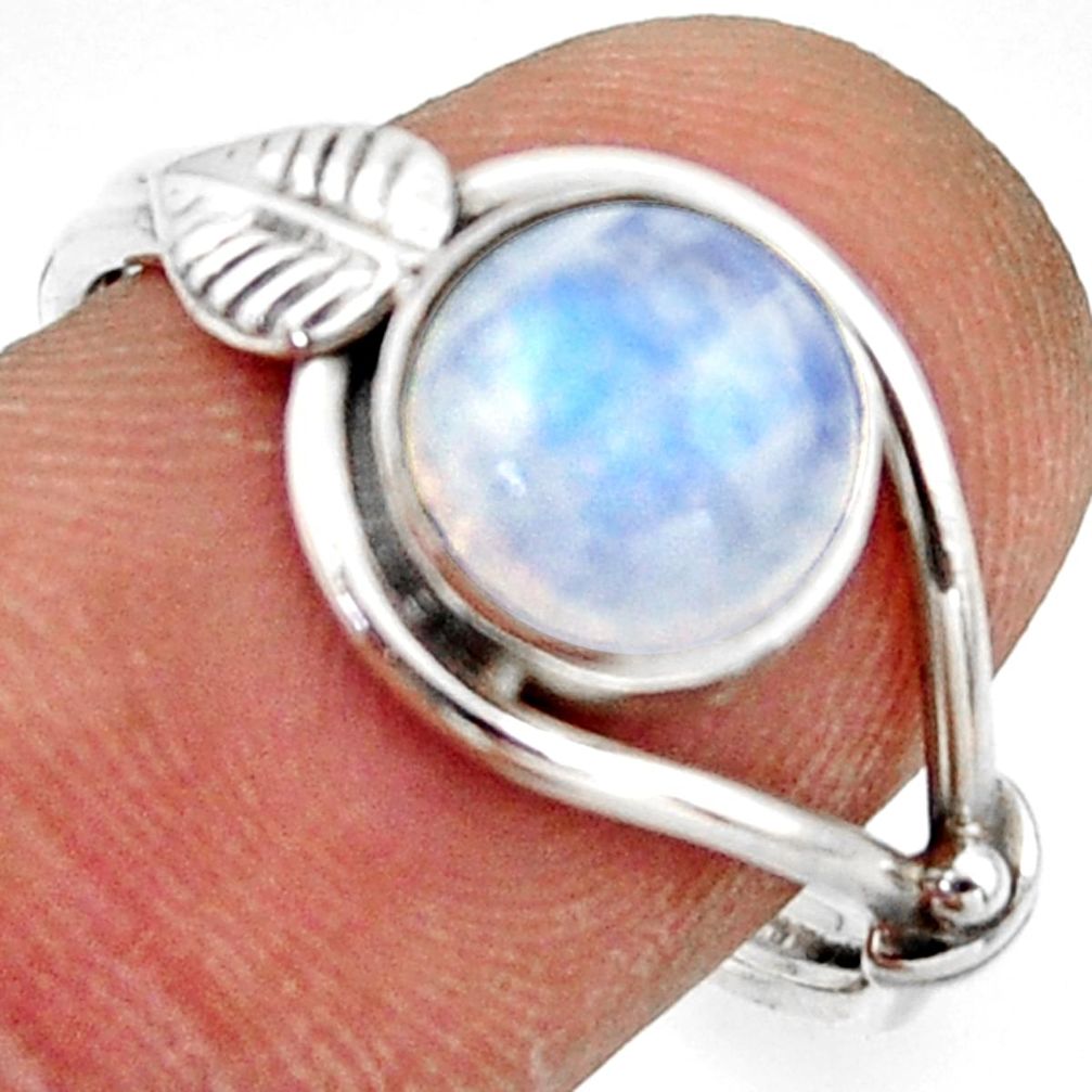 3.29cts natural rainbow moonstone 925 silver solitaire ring size 9 r41538