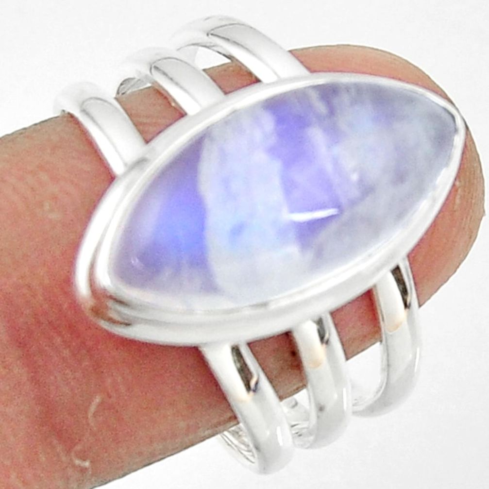 8.41cts natural rainbow moonstone 925 silver solitaire ring size 9 r47406