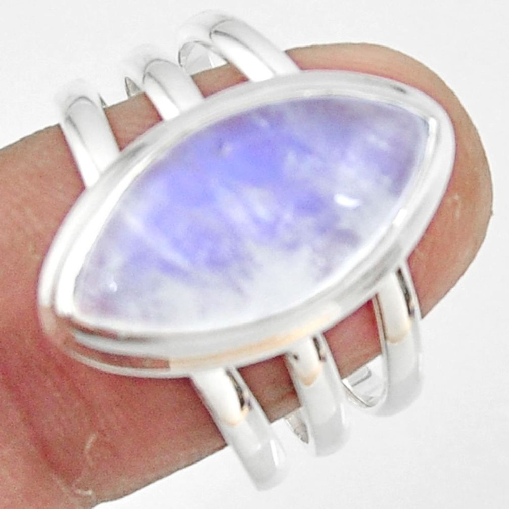 8.37cts natural rainbow moonstone 925 silver solitaire ring size 9 r47408