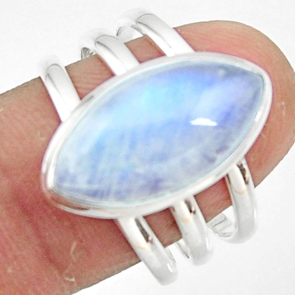 8.31cts natural rainbow moonstone 925 silver solitaire ring size 9 r47414