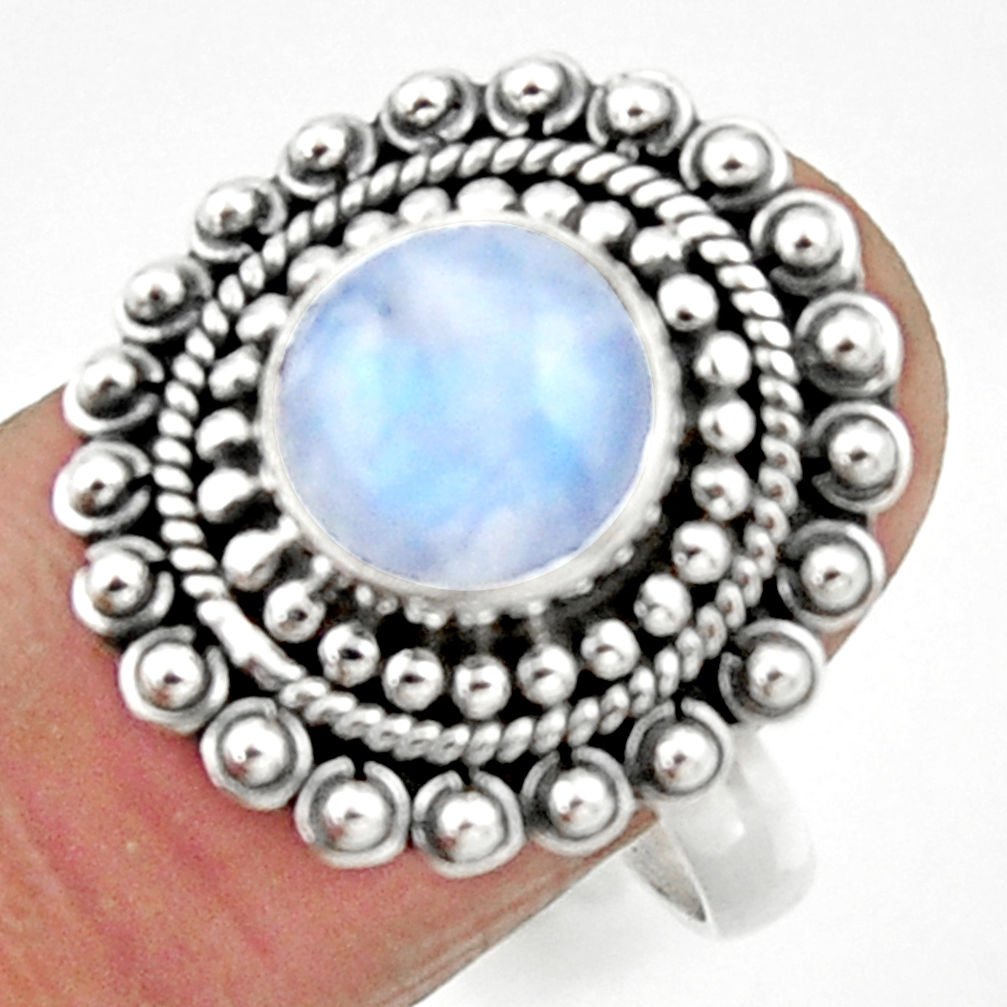 5.12cts natural rainbow moonstone 925 silver solitaire ring size 9 r52556