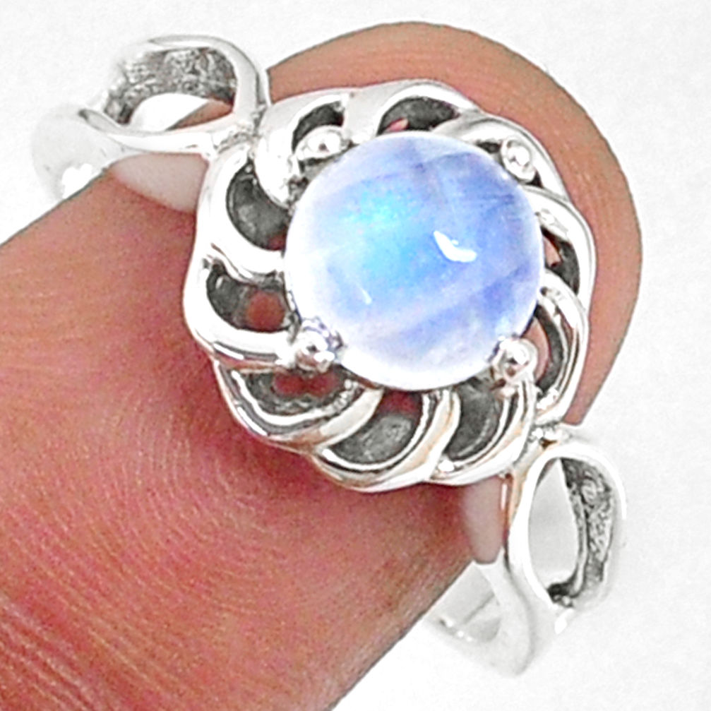 2.44cts natural rainbow moonstone 925 silver solitaire ring size 9 r68699