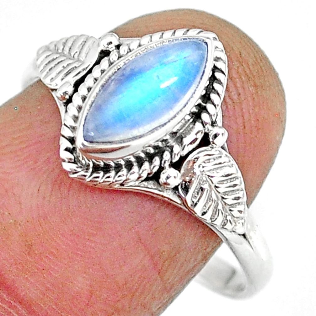 2.49cts natural rainbow moonstone 925 silver solitaire ring size 9 r92619