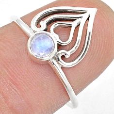 0.52cts natural rainbow moonstone 925 sterling silver heart ring size 7 u55529