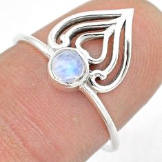 0.48cts natural rainbow moonstone 925 sterling silver heart ring size 7.5 u55536