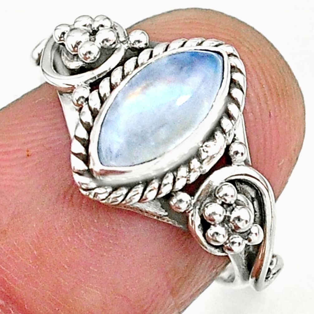 2.39cts natural rainbow moonstone 925 sterling silver ring jewelry size 6 r90058