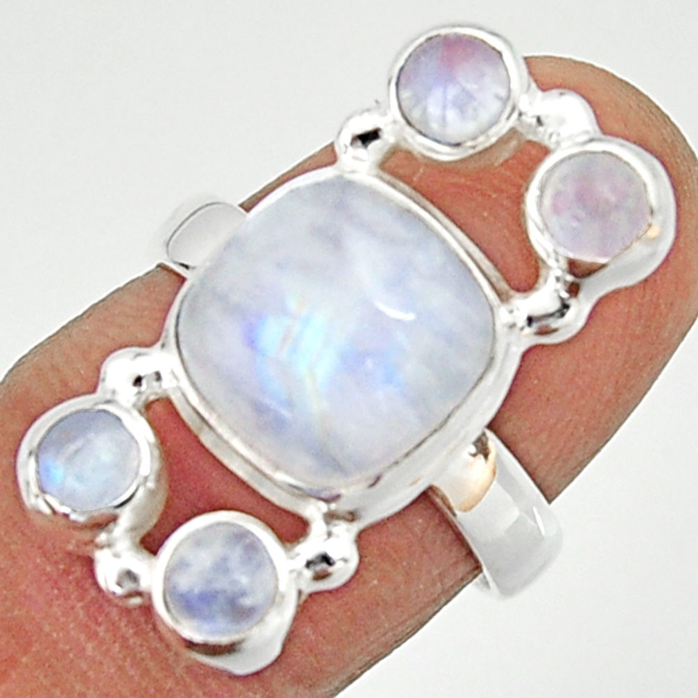 7.51cts natural rainbow moonstone 925 sterling silver ring jewelry size 7 r22246