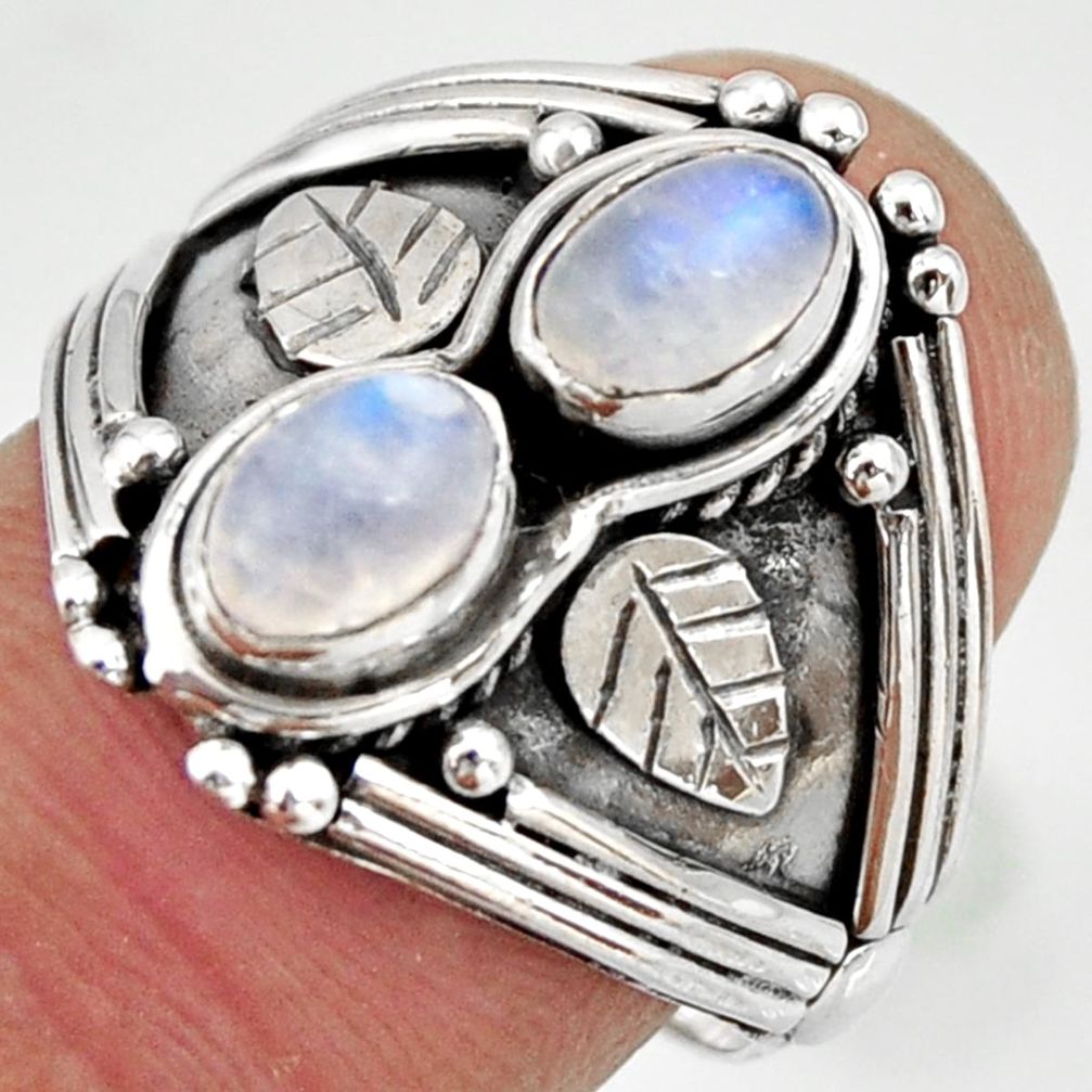 2.16cts natural rainbow moonstone 925 sterling silver ring jewelry size 7 r26838