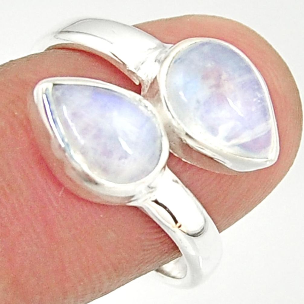 4.43cts natural rainbow moonstone 925 sterling silver ring jewelry size 7 r37970