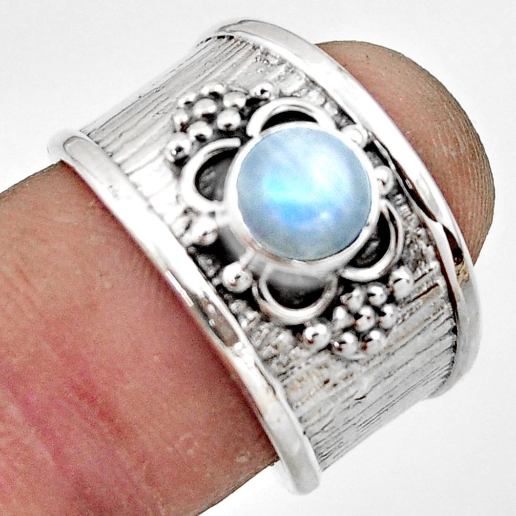 2.25cts natural rainbow moonstone 925 sterling silver ring jewelry size 7 r44277
