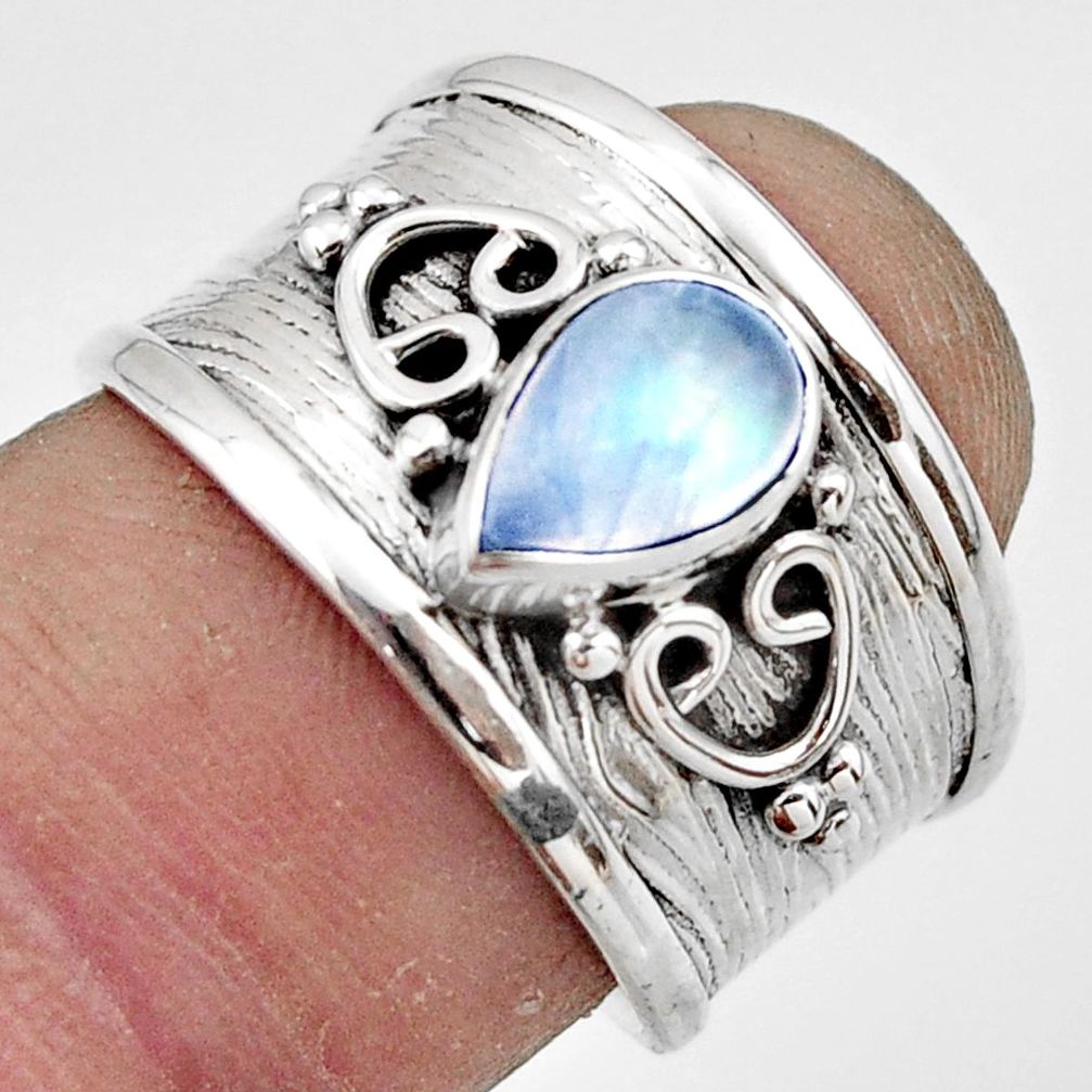 2.01cts natural rainbow moonstone 925 sterling silver ring jewelry size 7 r44280