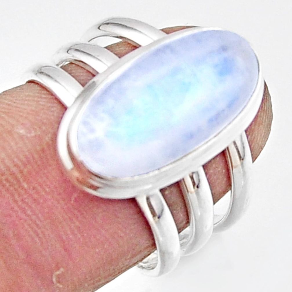 7.59cts natural rainbow moonstone 925 sterling silver ring jewelry size 7 r46720