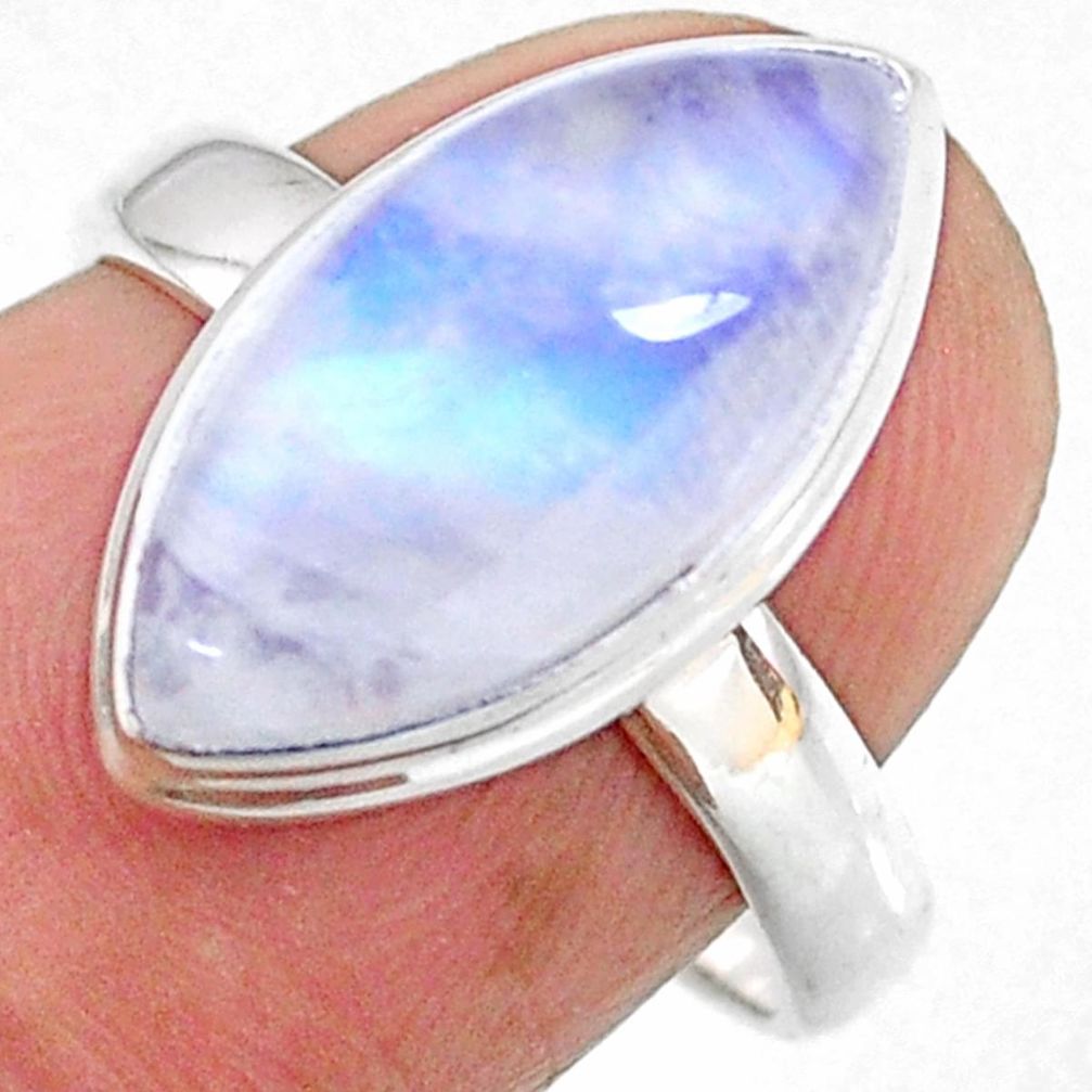 8.26cts natural rainbow moonstone 925 sterling silver ring jewelry size 7 r63974