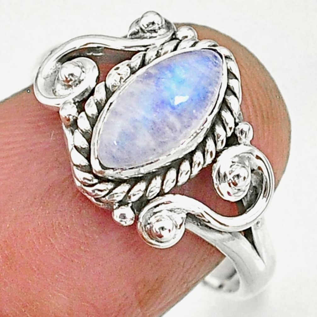 2.30cts natural rainbow moonstone 925 sterling silver ring jewelry size 7 r90056